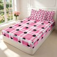 thumbnail image 2 of Manfei Modern Checkered Zipper Twin Comforter Sets with Fitted Sheet and 2 Pillowcases,Minimalist Polka Dot Zipper Bedding Set,Pink White,Pink Reversible,4pcs, 2 of 8
