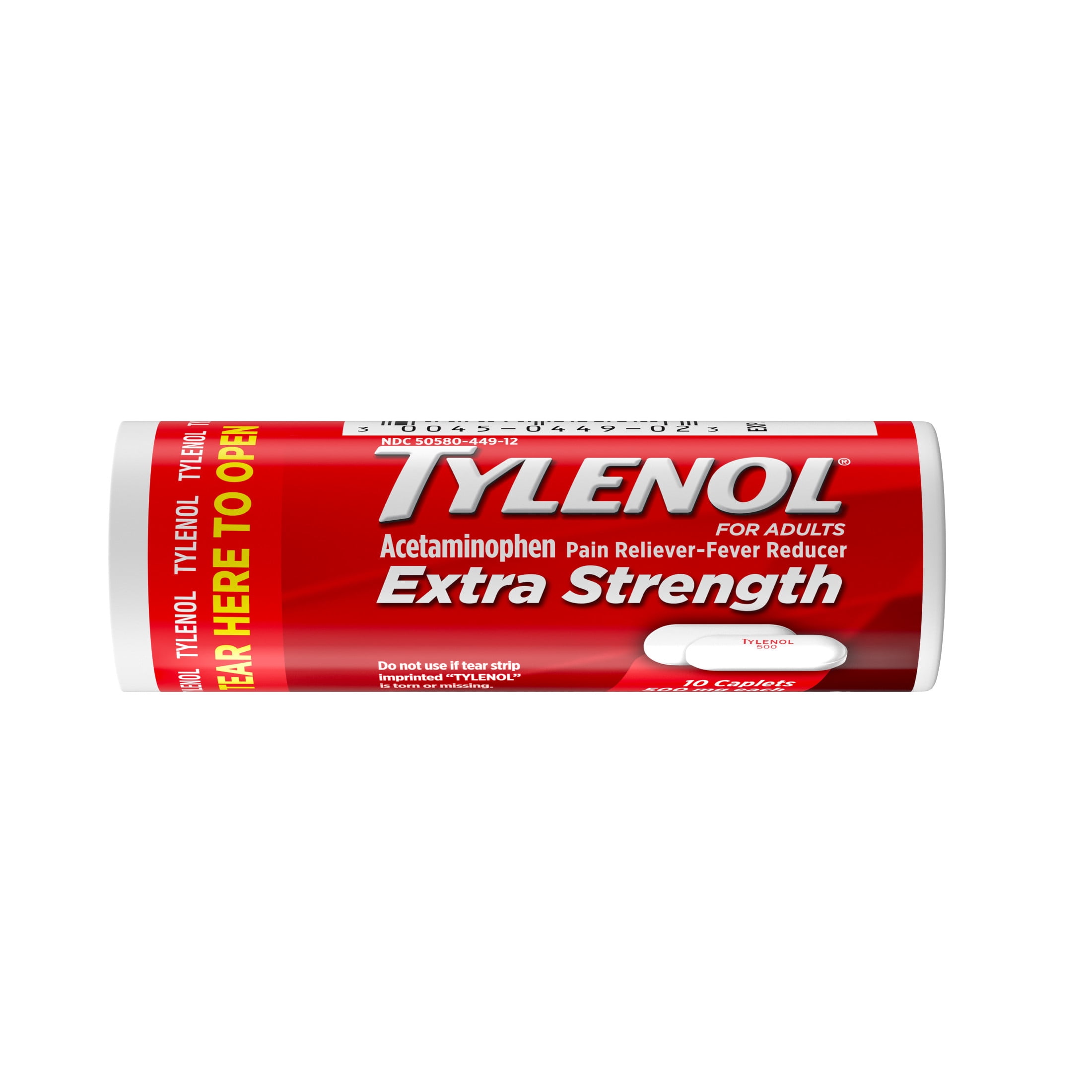 (12 pack) Tylenol Extra Strength 500mg Acetaminophen Caplets, Travel Size, 10 Count