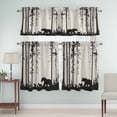 thumbnail image 5 of Abstract Curtain Valances Set Bear Family Forest Trees Natural Scenery Silhouette Kitchen Curtains 24&nbsp;inch Length Rod Pocket Valance and Tiers 3 Piece Set Small Bedroom Bathroom Laundry Decor, 5 of 9