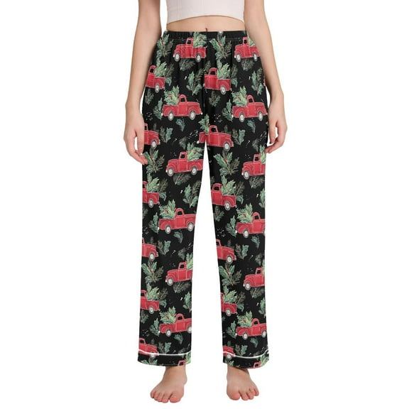 joogoo Women Christmas Trucks Pajamas Pants Lounge Bottoms Pjs with Pockets M