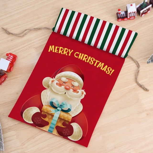 El regalo de gran tamaño vendedor caliente 2022 del lazo de Santa Sacks de la Navidad del algodón empaqueta el saco de Santa