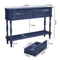 thumbnail image 5 of HLR 47" Mid Century Console Tables, Aged Finish Entryway Table with Storage Shelf for Hallway, Navy Blue, 5 of 9