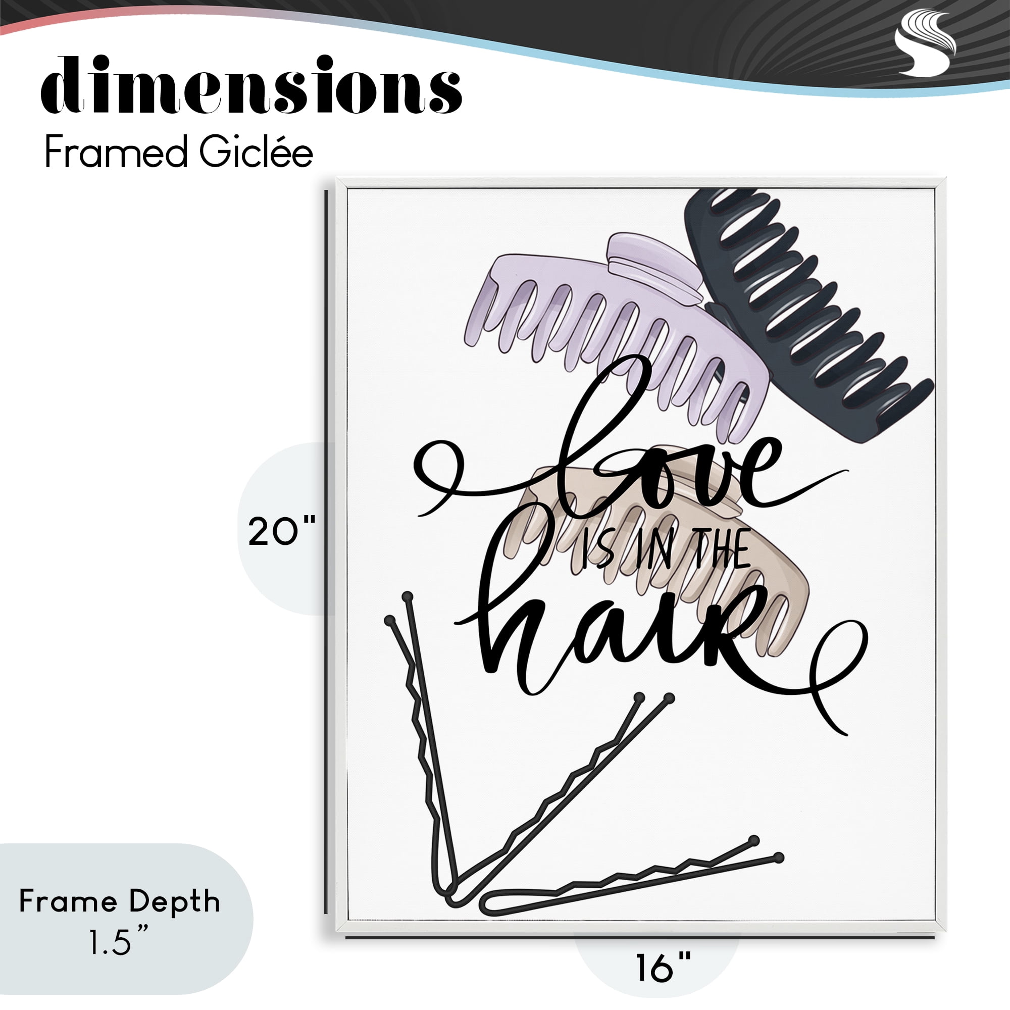 Stupell Industries Love Is In The Hair White Framed Giclee Art, design by Jesse Keith