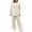 White, variant on Lenpel Lounge Sets for Women Ribbed Knit Crew Neck Long Sleeve Shirts Wide Leg Pants 2 Piece Matching Outfits