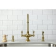 thumbnail image 2 of Kingston Brass KS1767ALBS Vintage Two-Handle 2-Hole Kitchen Faucet with Brass Sprayer in Brushed Brass, 2 of 7