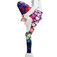 thumbnail image 4 of COEQINE Mermaid Scales Splash Girls' Yoga Leggings Pants Full Length Athletic Trousers High Waist Tummy Control, for 6-7 Years Kids Girls, 4 of 7