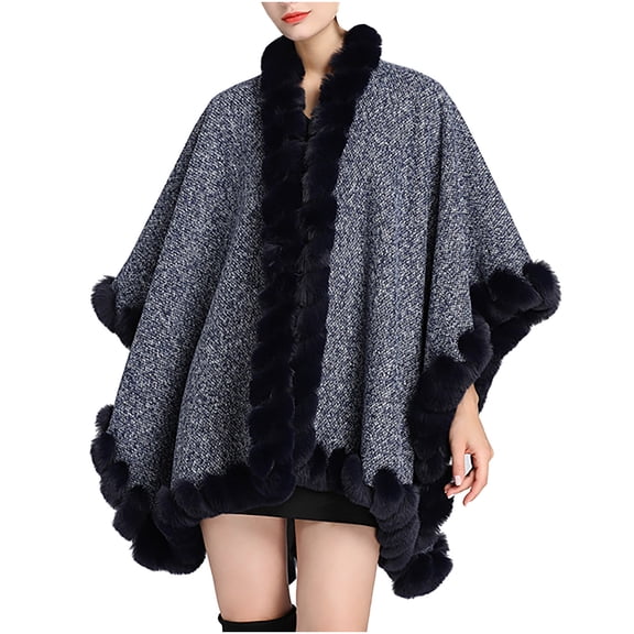 MuZeFu Knit Wrap in Womens Women's Wool Collar Hanging Dyed Cape Large Knitting Cardigan Loose Coat