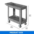 thumbnail image 3 of DEXTRUS Chariot Utilitaire Robuste à Roulettes avec Roues Verrouillables, Chariot de Service en Plastique HDPE à 2 Tablettes, Capacité de 550 Lb, 40 Pouces x 17 Pouces x 34 Pouces, pour Garage, Entrepôt et Atelier, Gris, 3 of 10