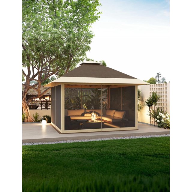 Wpond Pavillon-Tente Escamotable Extérieur 156,70 Po x 156,70 Po, Résistant à l'Eau