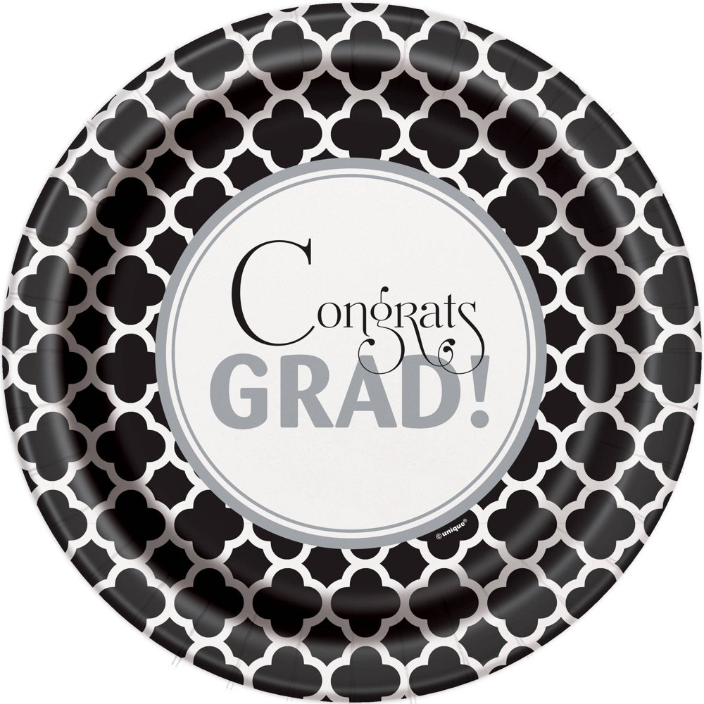 9" Quatrefoil Graduation Party Plates, 8ct
