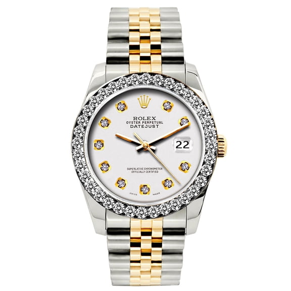 Pre-Owned Rolex Datejust 26mm White Dial Two-Tone Bracelet Watch With Diamond Bezel