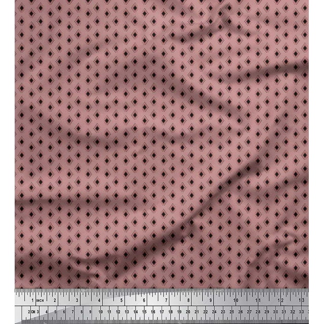 Soimoi Cotton Poplin Fabric Dots & Diamond Shirting Decor Fabric Printed Yard 42 Inch Wide