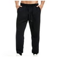 thumbnail image 4 of Tdoqot Mens Pants Baggy Straight Leg With Pockets Casual Waffle Mens Sweatpants Black Size 2XL, 4 of 8