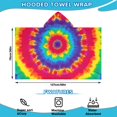 thumbnail image 2 of Rainbow Tie Dye Mandala Pattern Hooded Bath Towel，50"x30" for Ages 3 To 12 Kids, Quick Dry Lightweight Soft Microfiber Hood Beach Towel Cover Up for Kids, 2 of 7