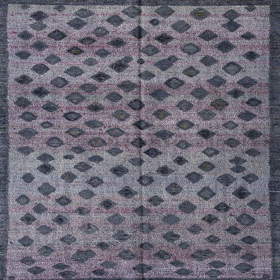 Ahgly Company Machine Washable Indoor Square Abstract Plum Purple Area Rugs, 5' Square