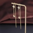 thumbnail image 3 of Sterling Silver CZ Star Dangle Earrings for Women Teens Long Dangle Earrings Threader Tassel, 3 of 5