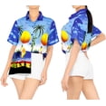thumbnail image 4 of HAPPY BAY Hawaiian Shirts Womens Dressy Summer Blouse Holidays Beach Party Short Sleeve Shirt Tropical Vacation Button up Bohemian Shirts for Women L Seashore, Royal Blue, 4 of 5