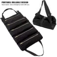 thumbnail image 2 of Tool Roll Bag, Portable Tools Organizer Tote with 5 Zipper Pouches, Hanging Tool Storage Case for Car or Home, Large Capacity, Space Saver (Black), 2 of 7