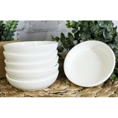 

White Porcelain Contemporary Condiments Soy Sauce Dipping Plate or Dish Set of 6