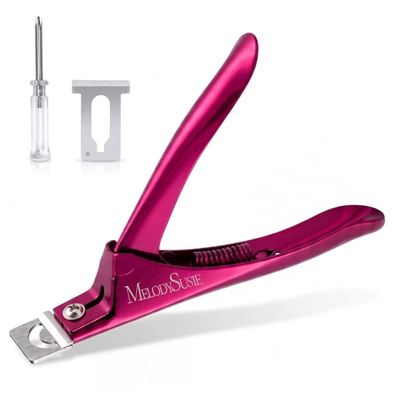 MelodySusie Nail Clippers, Adjustable Stainless Steel Trimmer for Fake Nail Tips and Acrylic Nails, Wine Red