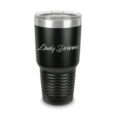 

Lady Driven Tumbler 30 oz - Laser Engraved w/ Clear Lid - Stainless Steel - Vacuum Insulated - Double Walled - Travel Mug - jdm daily drift girl driver - Black