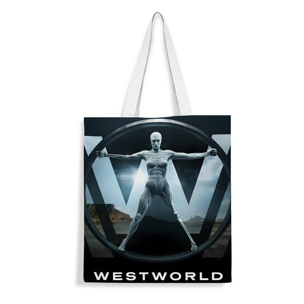 Westworld Bolso de tela con estampado de lienzo para mujer, bolsa de compras reutilizable y estética, con cremallera interior, regalo para mujer, 35 × 40 cm.
