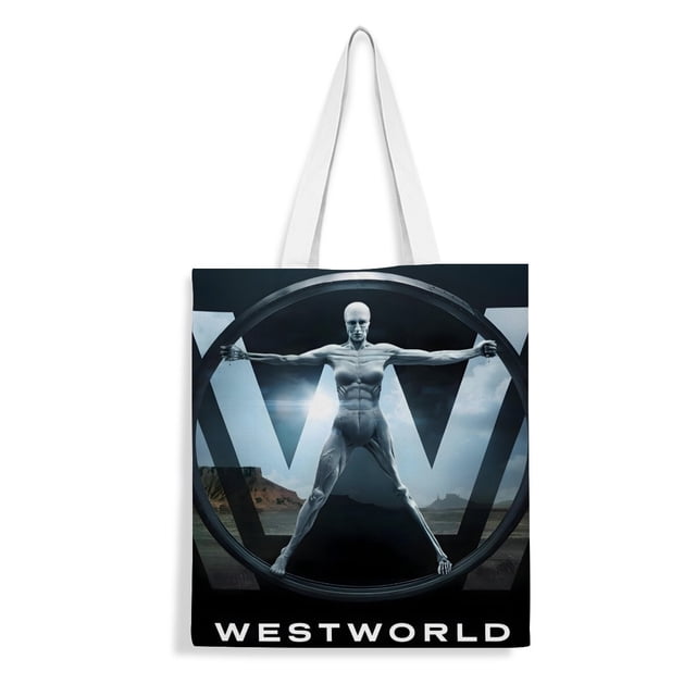 Westworld Bolso de tela con estampado de lienzo para mujer, bolsa de compras reutilizable y estética, con cremallera interior, regalo para mujer,40*45cm.