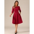 thumbnail image 4 of DARING DIVA Midi Boat Neck Short Sleeves A-Line Office Dress S Red, 4 of 6
