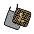 thumbnail image 2 of Letter L Chevron Black and Gold Pair of Pot Holders, 2 of 3