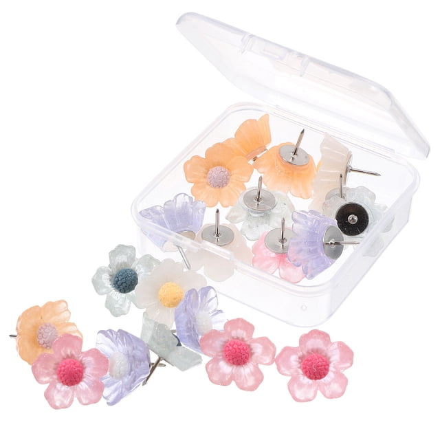 OULII 20Pcs Convenient Pushpins Assorted Color Plastic And Resin For Classroom And Study Areas