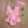 thumbnail image 5 of Douhoow 0-24M Newborn Girls Ruffle Floral Romper Backcross Jumpsuit +Headband Baby Sunsuit, 5 of 5
