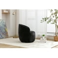 thumbnail image 6 of NEW Chenille Fabric Swivel Accent Armchair Barrel Chair With Black Powder Coating Metal Ring,Black, 6 of 8