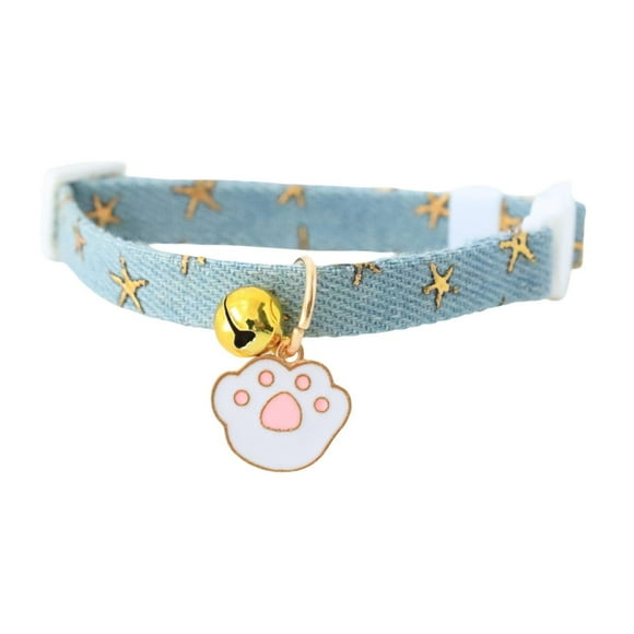 Western Style Detachable Cat Collar with Star Print Pendant Adjustable Breakaway Safe Design for Indoor and Outdoor Adventures