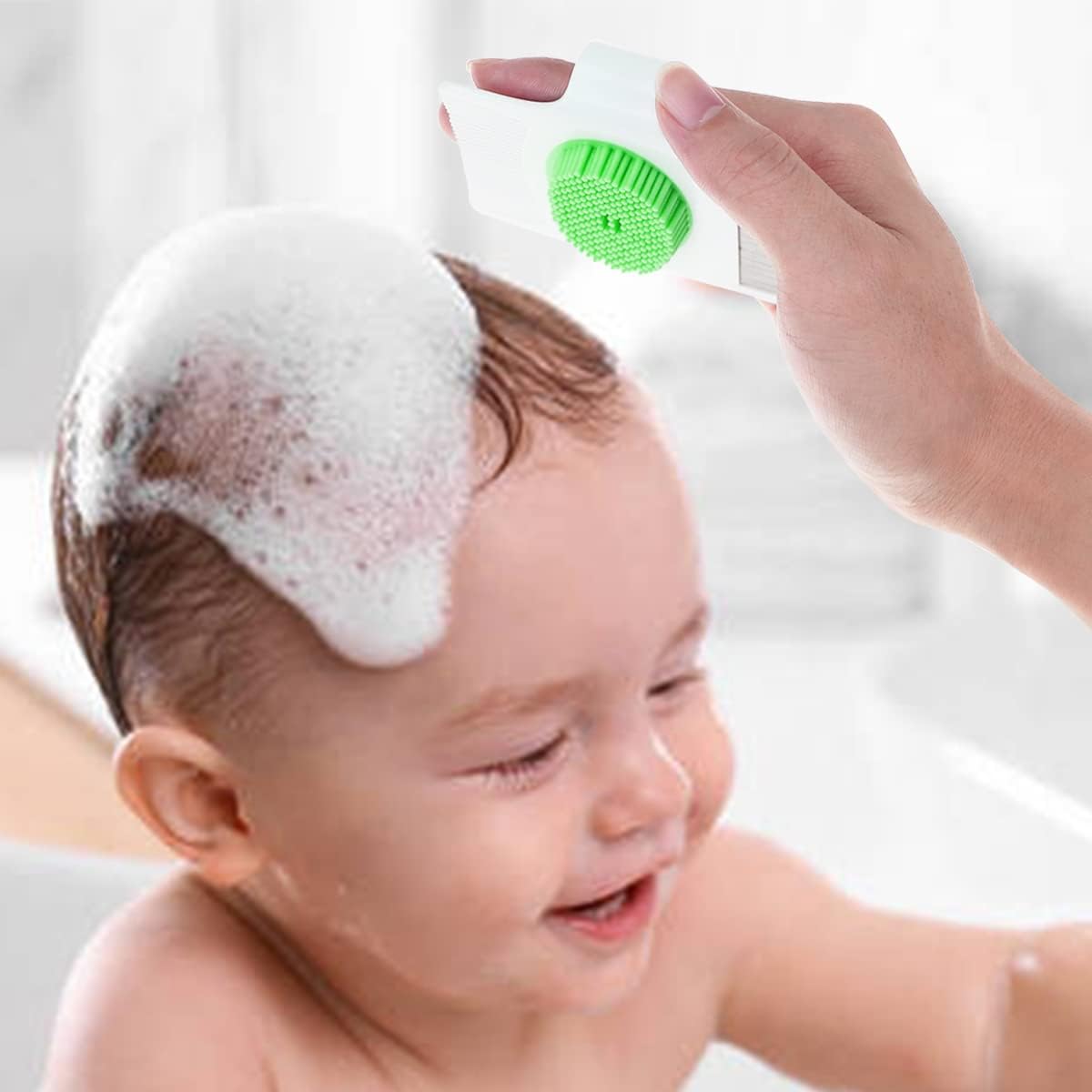 2 Brosse Et Peigne Silicone Bébé - Pour Croûtes De Lait Et Massage - Lavable - Nouveau-Nés