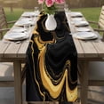 thumbnail image 5 of Black Marble Fluid Art Table Runner 70 Inches Long,Kitchen Dining Tablerunners Gold Foil Linen Table Runners Dresser Scarves for Home Dinner Wedding Holiday Party Decor, 5 of 9