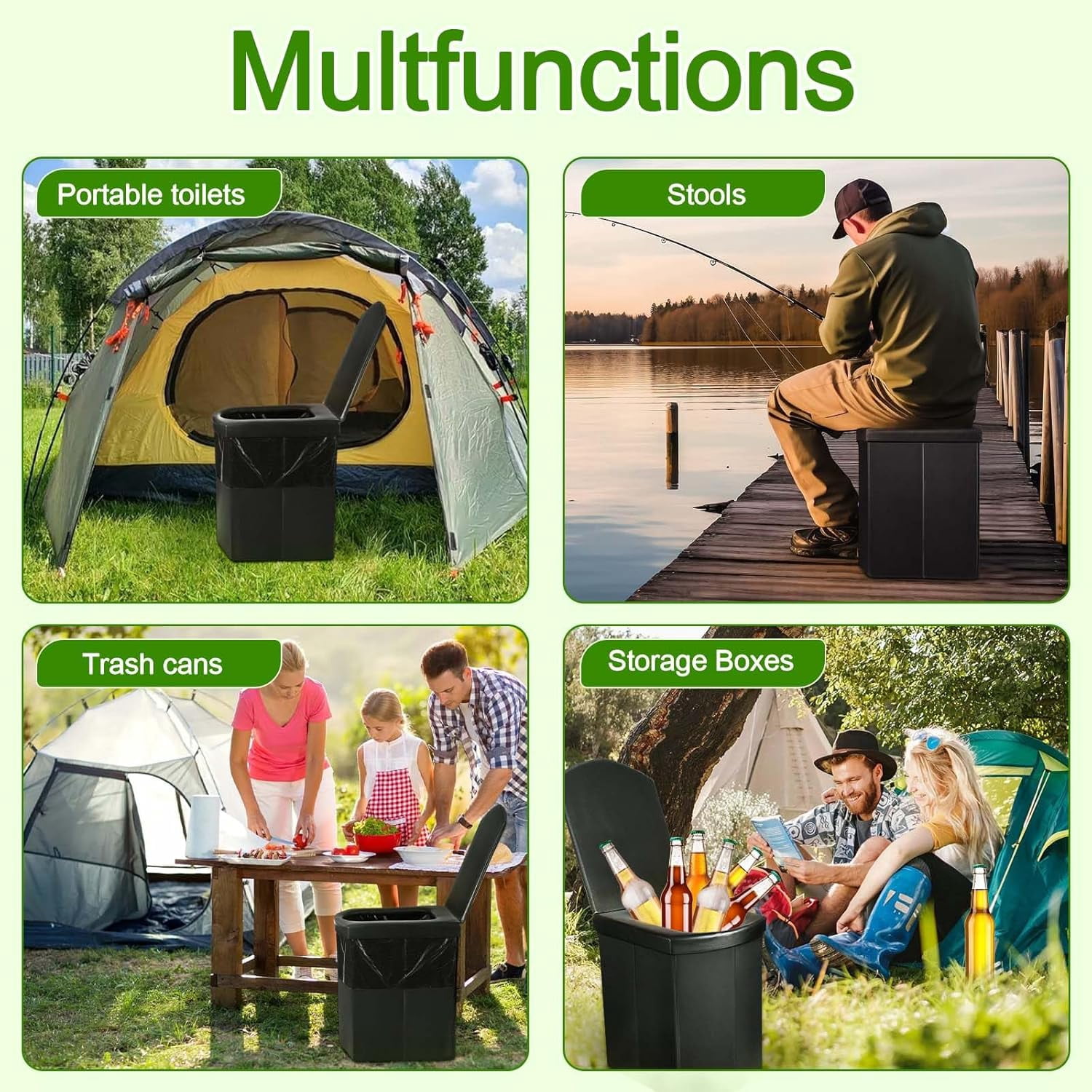 Portable Toilet for Adults, 16.5" XL Portable Toilet for Camping, Camping Toilet with Lid, Camp Toilet with Handbag,Portable Potty For Indoor, Outdoor, And Emergency Use