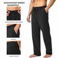 thumbnail image 2 of Men Yoga Corset Pants Solid Color Stretchy Tights, Straight Leg Drawstring High Waist Quick Dry Breathable, For Gym Workout Running Athletic Casual Daily Streetwear | JASKFLY,Black XL, 2 of 7
