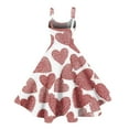thumbnail image 5 of Women's Vintage Swing Dress A Line Sleeveless Heart Printed Dresses Party Costume Vermilion 2XL, 5 of 5