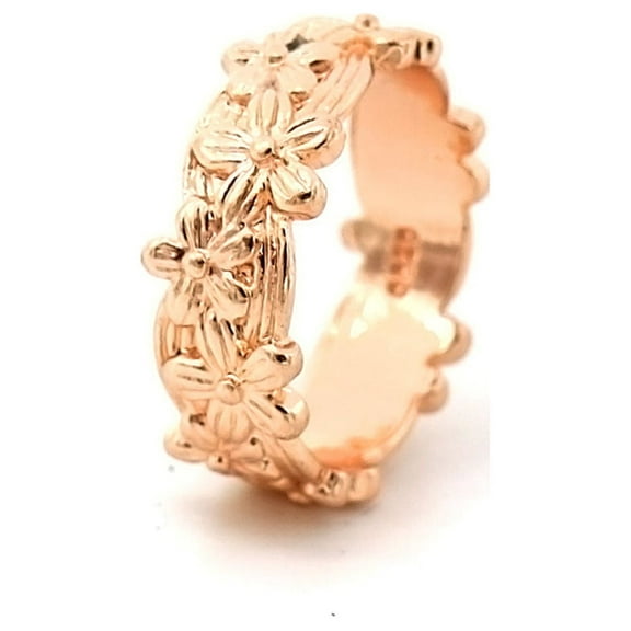 14K Rose Gold Plated Flower Band Ring