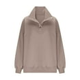 thumbnail image 6 of Women's Loose Button Up Pullover Oversized Drop Shoulder Sweatshirt Casual V Neck Long Sleeve Solid Color Sweatshirt, 6 of 9