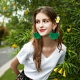 thumbnail image 2 of Bocar Bohemia Beaded Fringe Statement Earrings with Long Dangling Tassel Raffia Earrings for Women(ER1183_Green_Big), 2 of 5