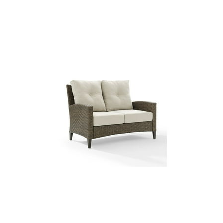 Outdoor Loveseat - High Back Patio Furniture - Light Brown Wicker - Durable Steel Frame - Modern Design