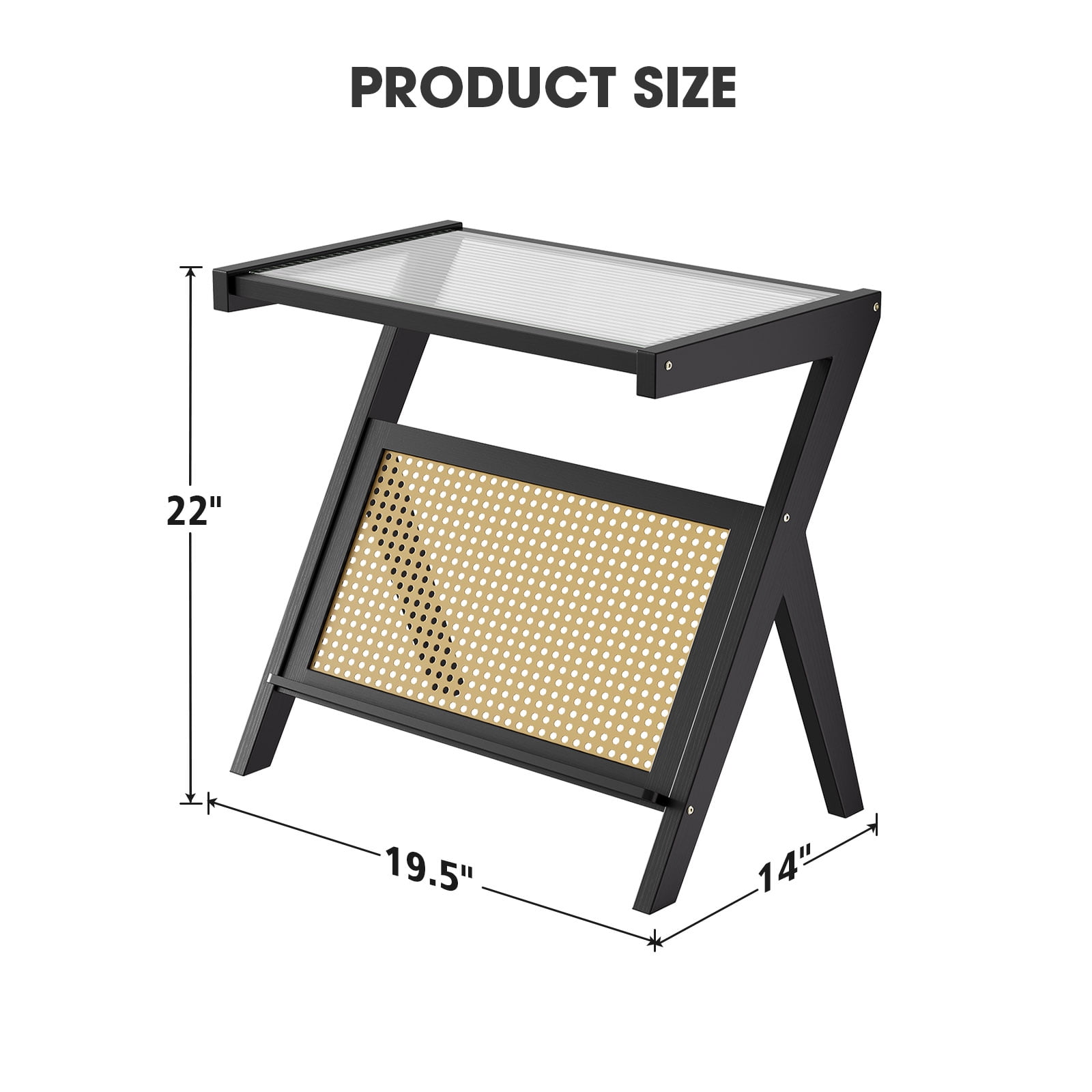 Furnibear C Shaped Side Table Sofa End Table Slide Under Couch Snack Table with Sturdy Metal Frame for Living Room and Bedroom, Black