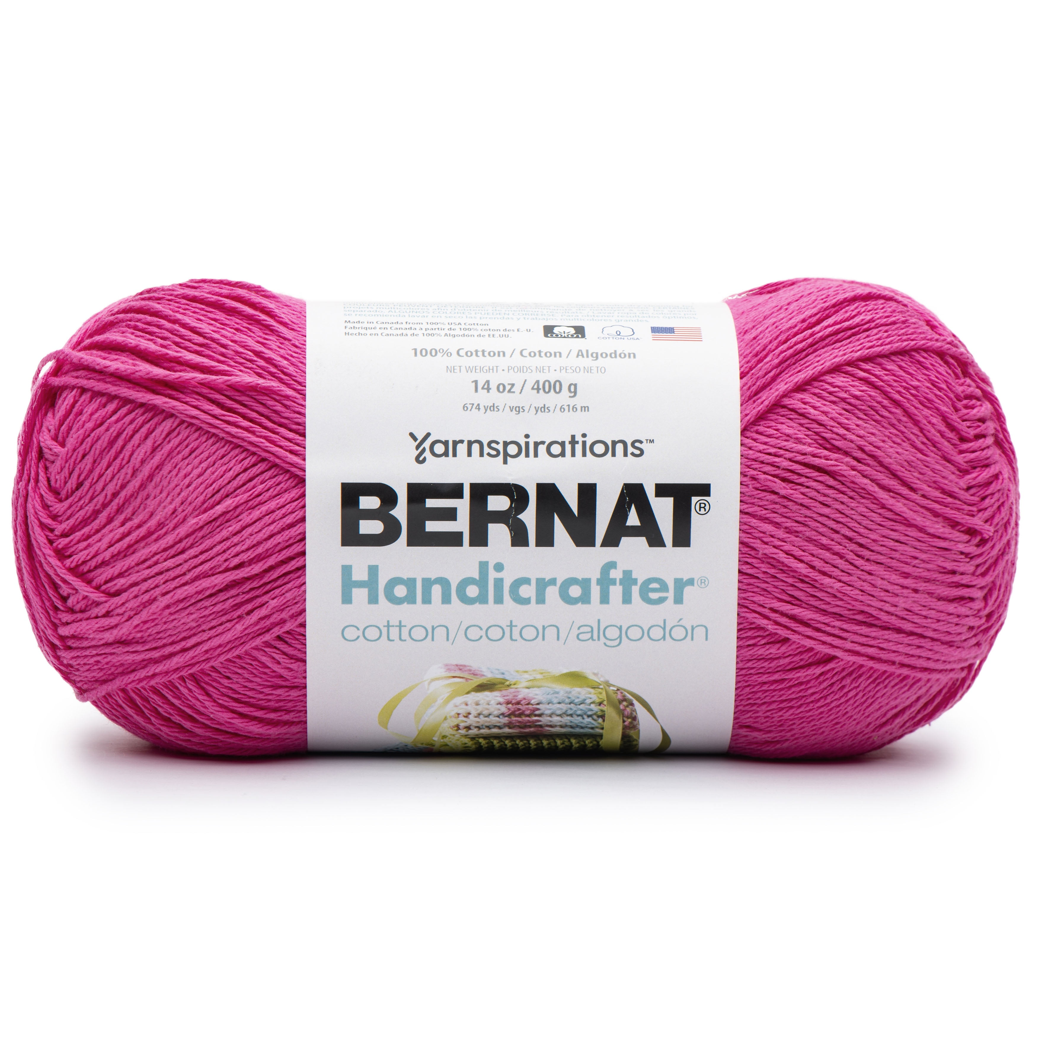 Bernat® Handicrafter® Yarn, Cotton #4 Medium, 14oz/400g, 710 Yards, Economical size versatile yarn