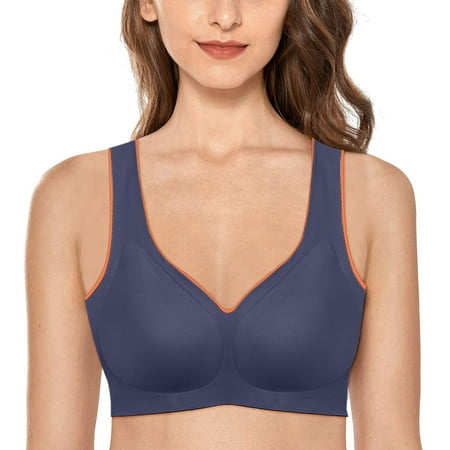 

PEASKJP High Support Sports Bras for Women Snugly Push Up Lace Bra Comfort Seamless Wirefree Padded Underwire Bra Plus Size Lingerie for Women XX-L Purple