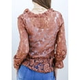 thumbnail image 3 of Women's Long Bell Sleeve Sheer Floral Lace Blouse Tops, 3 of 5