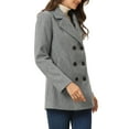 thumbnail image 4 of INSPIRE CHIC Women's Pea Coat Double-Breasted Notch Lapel Mid-Thigh Winter Coat XL Grey, 4 of 6