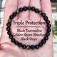thumbnail image 1 of Mens Natural de Oro Pulsera de joyería personalizada Piedra Natural Liso Negro Pulsera de 8 Mm, 1 of 7