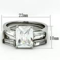 thumbnail image 2 of Luxe Jewelry Designs Women's Stainless Steel Wedding Ring with Rectangular Cubic Zirconia - Size 7, 2 of 4