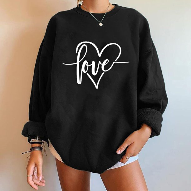 ICHUANYI Clearance Women's Fashion Sweatshirts Long Sleeved Lovely Printed Pullover Fall Crewneck Sweatshirt(Black, S) ICHUANYI WER2023081514311